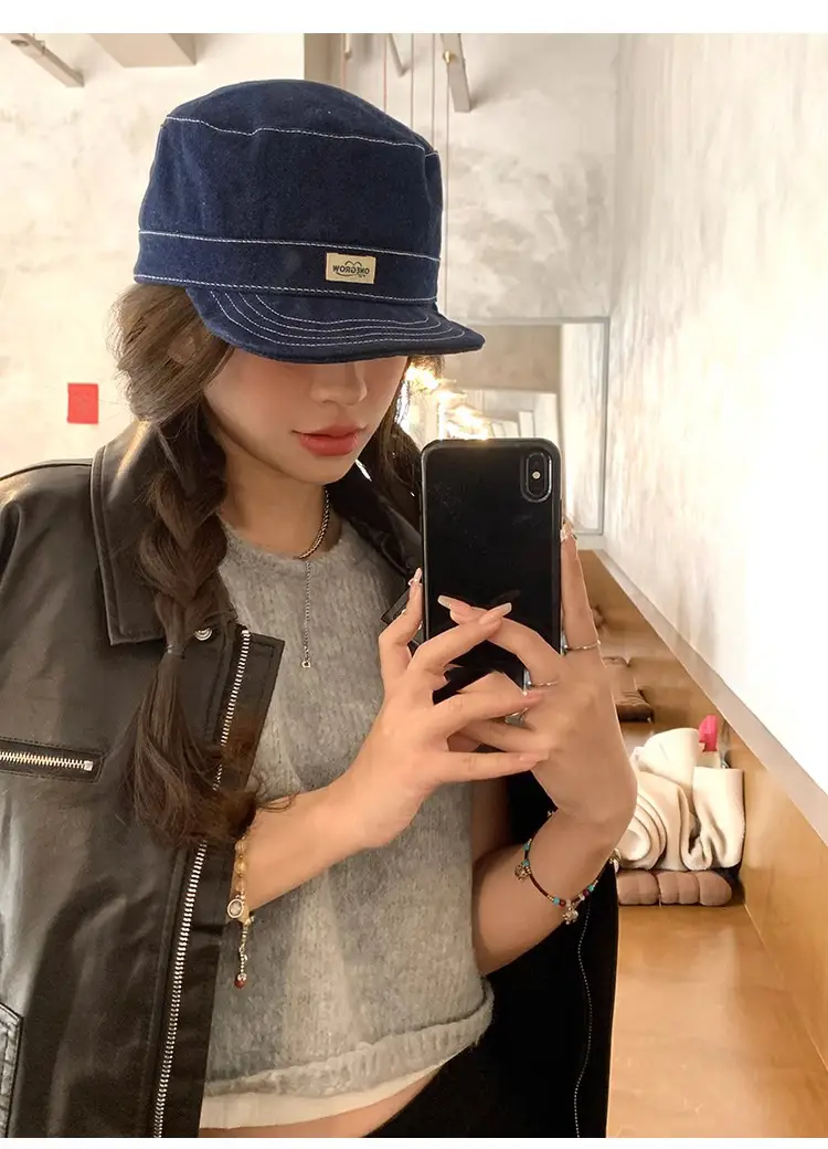 Japanese Style Women Blue Baseball Cap Flat Cap Clothing Accessories — feature 12