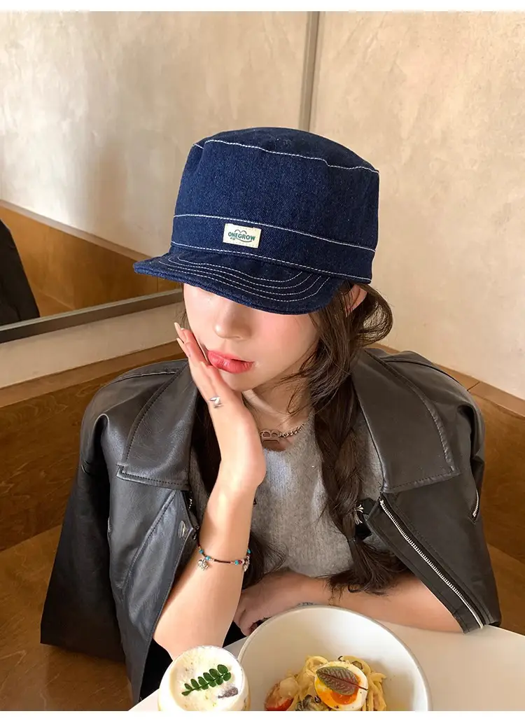 Japanese Style Women Blue Baseball Cap Flat Cap Clothing Accessories — feature 5