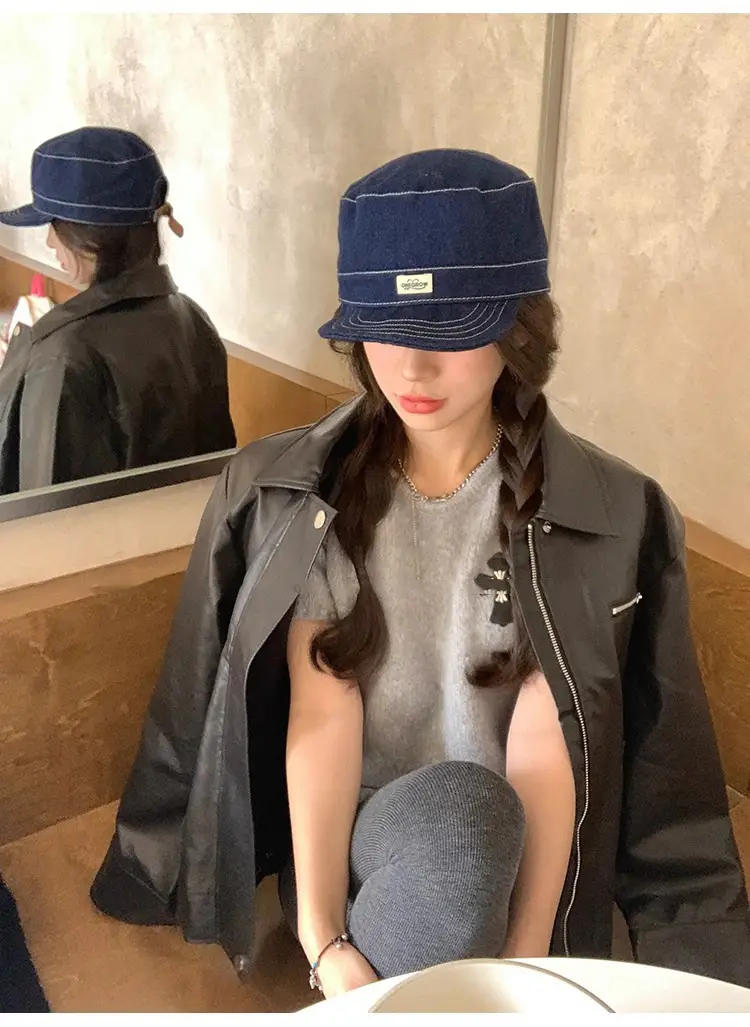 Japanese Style Women Blue Baseball Cap Flat Cap Clothing Accessories — feature 6