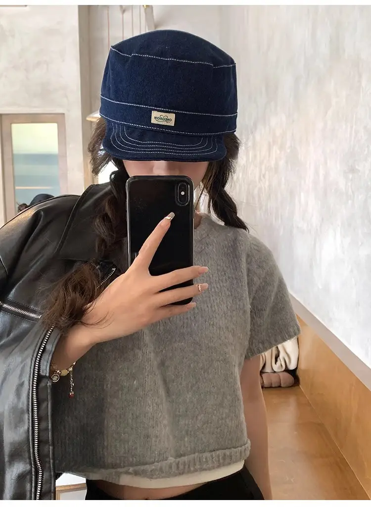 Japanese Style Women Blue Baseball Cap Flat Cap Clothing Accessories — feature 8