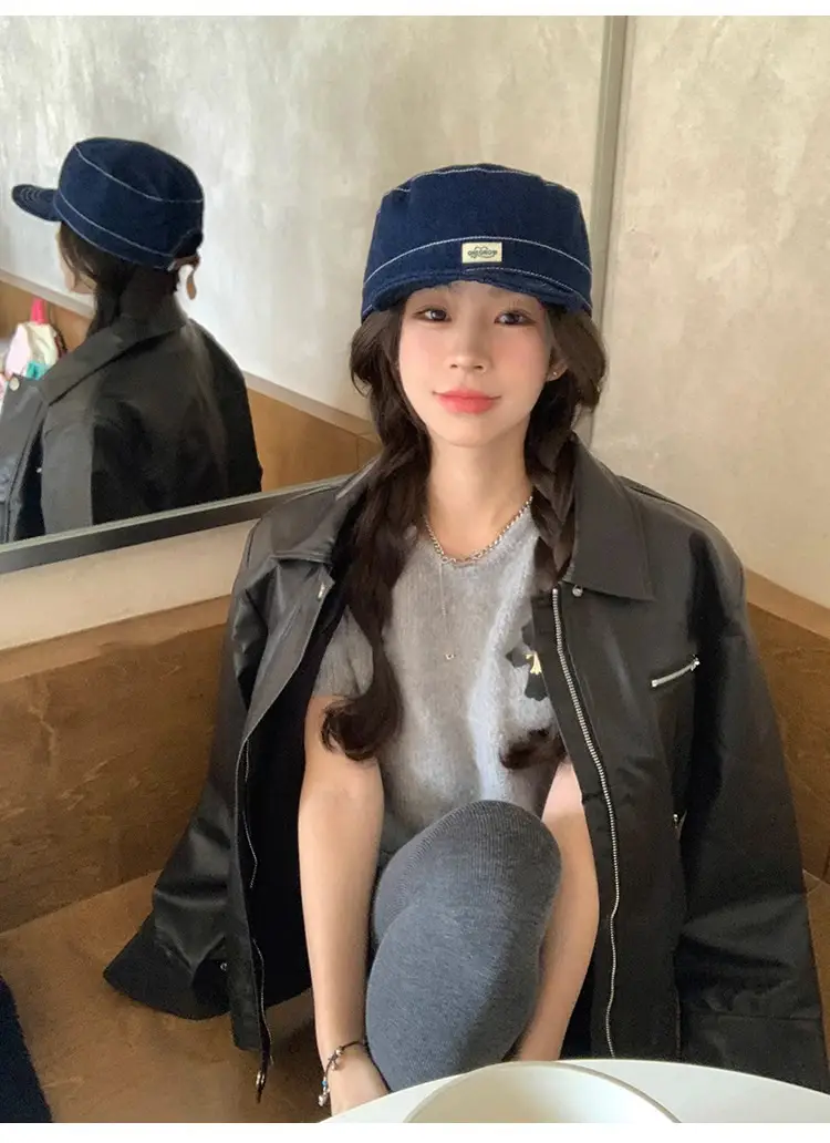 Japanese Style Women Blue Baseball Cap Flat Cap Clothing Accessories — feature 9