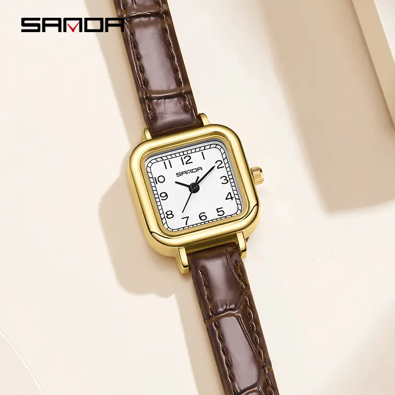Sanda Classic Square Watch for Women Brown Leather Band - Image 19