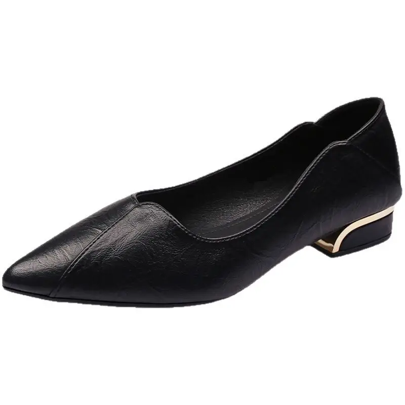 Simple Shallow-Mouthed Chunky Heel Shoes for Women 2026 Spring and Autumn New Pointed Toe Comfortable Low-Heeled Work Shoes Versatile Flat Women's Shoes - Image 7