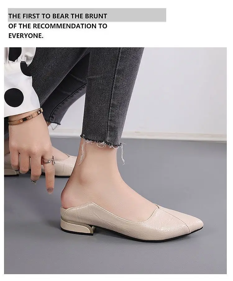 Simple Shallow-Mouthed Chunky Heel Shoes for Women 2026 Spring and Autumn New Pointed Toe Comfortable Low-Heeled Work Shoes Versatile Flat Women's Shoes — feature 3