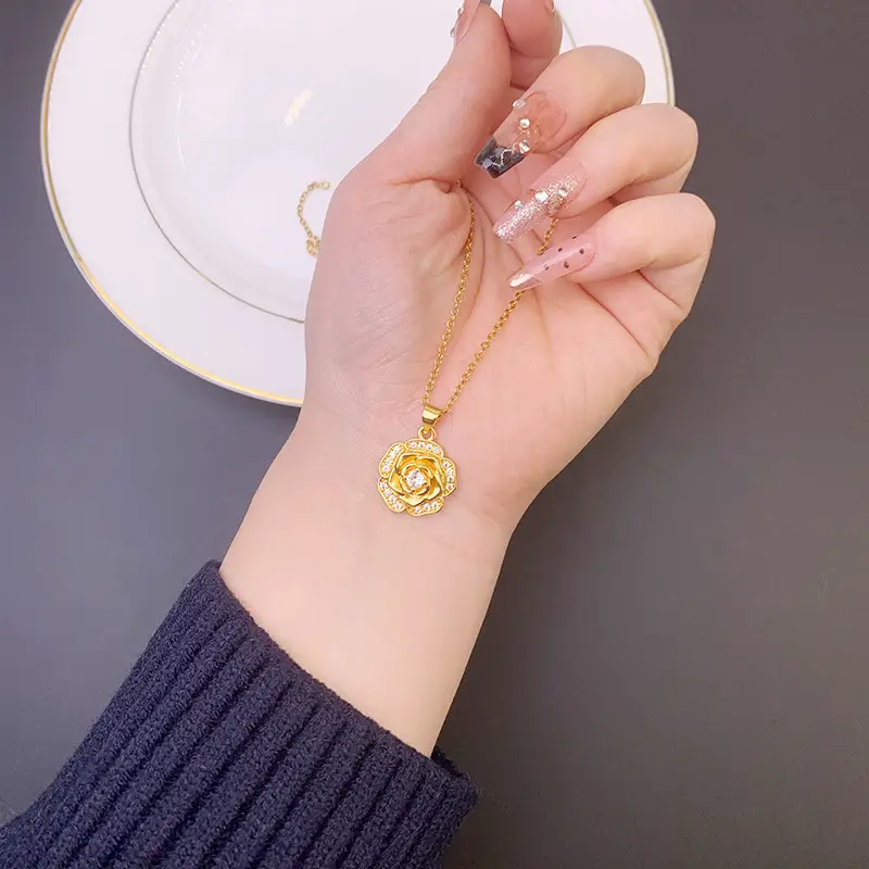 Vietnam Gold Rose Necklace for Women