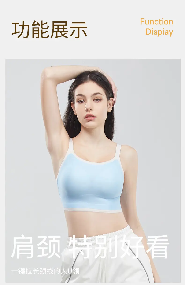 Light Blue Crossbody Strap Sports Top for Women — feature 1