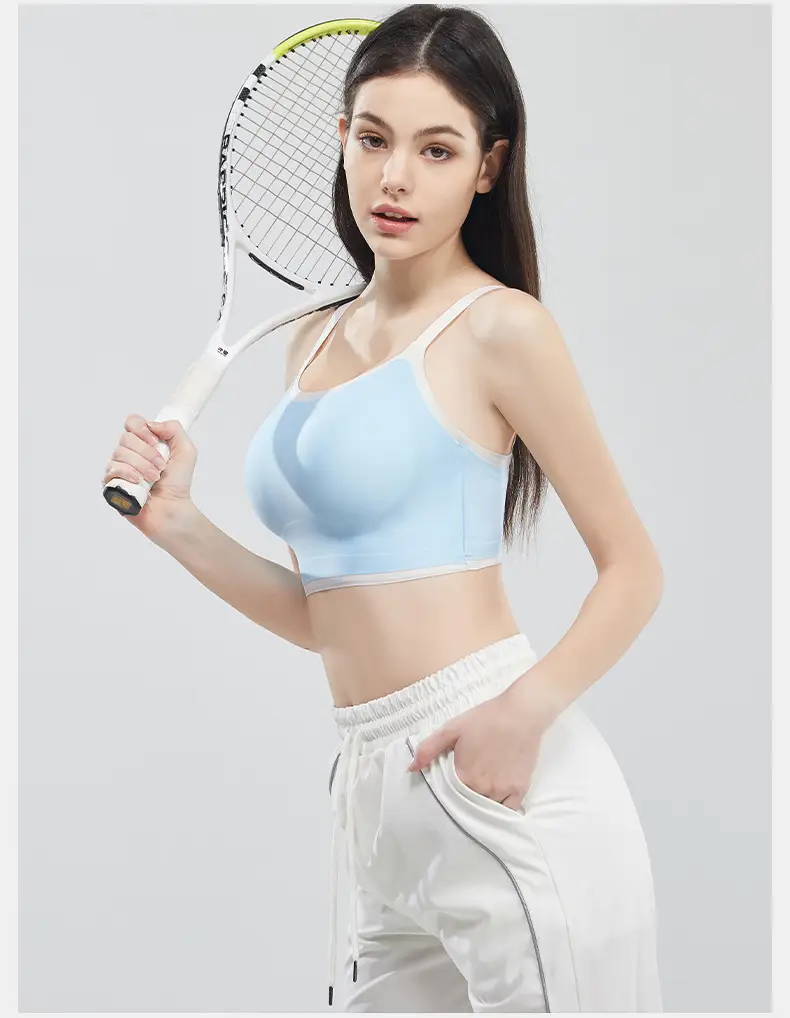 Light Blue Crossbody Strap Sports Top for Women — feature 11