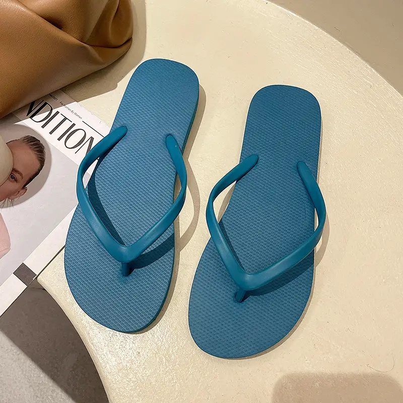 Women's Flip-Flops Exterior Wear Simple Black Flip-Flops Non-Slip Bathing Beach Seaside Splint Instagram Style Summer Sandals