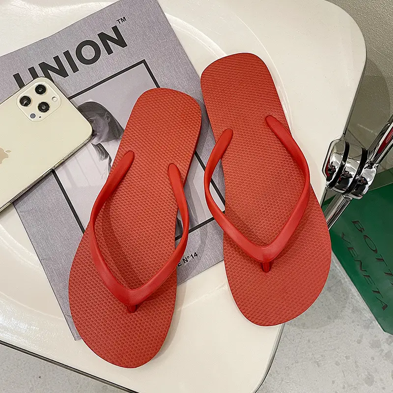 Women's Flip-Flops Exterior Wear Simple Black Flip-Flops Non-Slip Bathing Beach Seaside Splint Instagram Style Summer Sandals