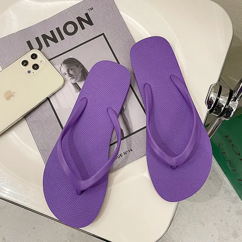 Women's Flip-Flops Exterior Wear Simple Black Flip-Flops Non-Slip Bathing Beach Seaside Splint Instagram Style Summer Sandals