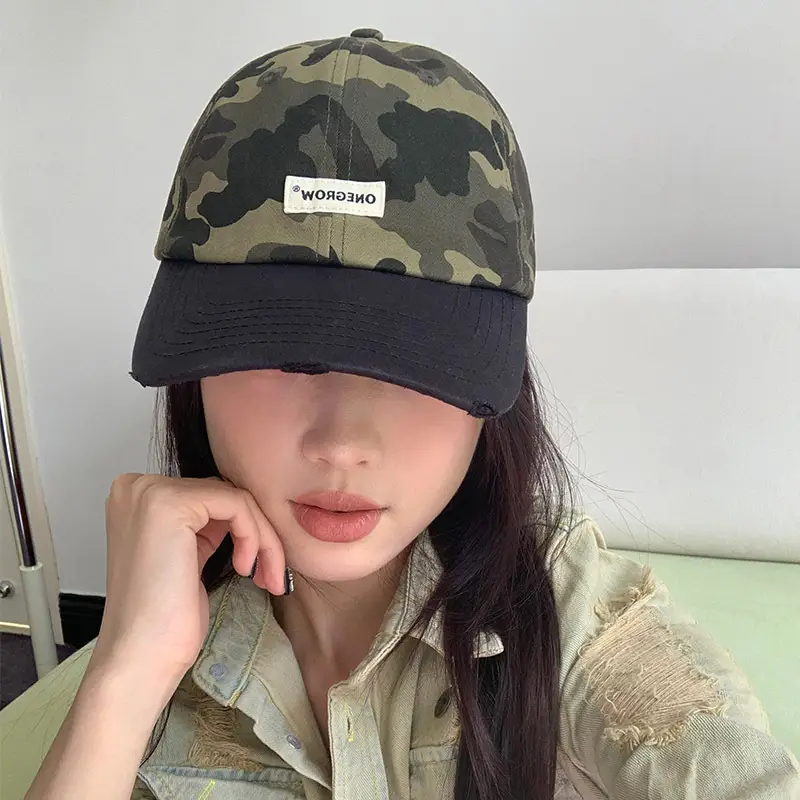 Women Camouflage Baseball Cap Spring Summer Big Head Soft Top Duck Tongue Hat - Image 5