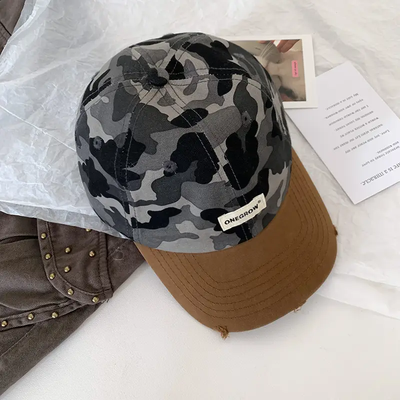 Women Camouflage Baseball Cap Spring Summer Big Head Soft Top Duck Tongue Hat - Image 2