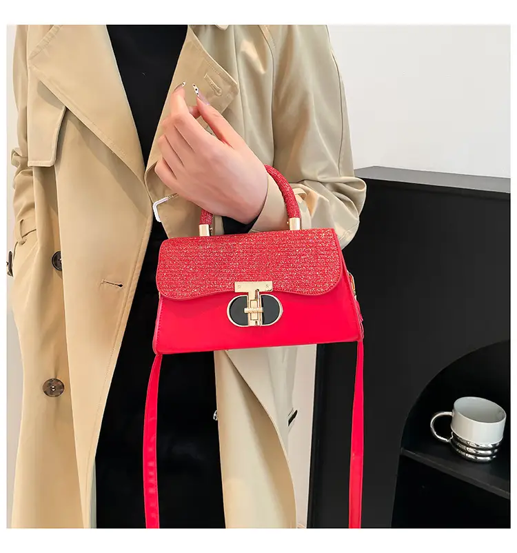Red Sparkly Women's Shoulder Messenger Bag — feature 13