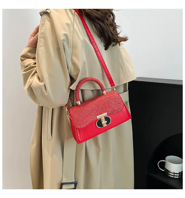 Red Sparkly Women's Shoulder Messenger Bag — feature 14