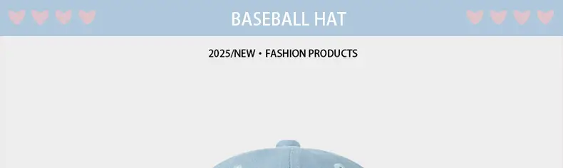 Light Blue Heart Embroidered Baseball Cap for Women — feature 6