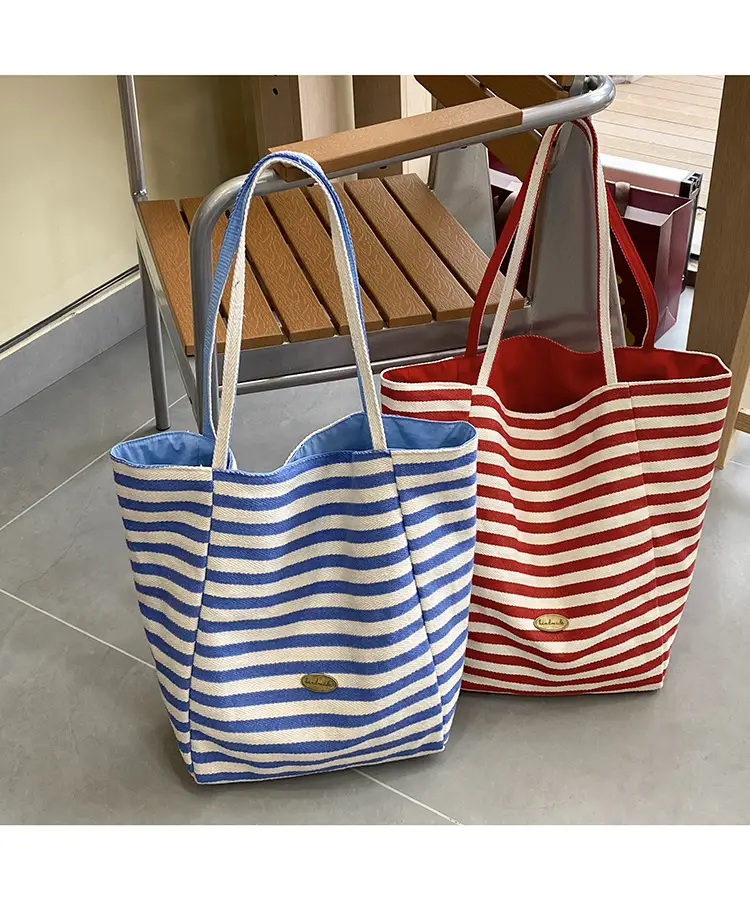 2024 Striped Canvas Tote Bags for Women — feature 31