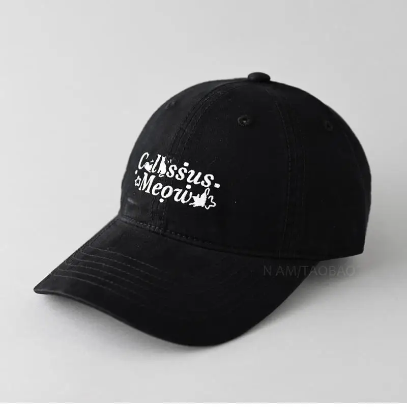 Korean Cat Cap Brown Embroidered Unisex