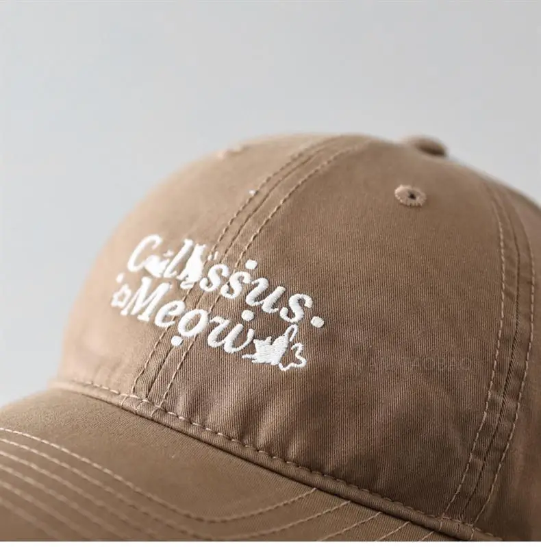 Korean Cat Cap Brown Embroidered Unisex — feature 13