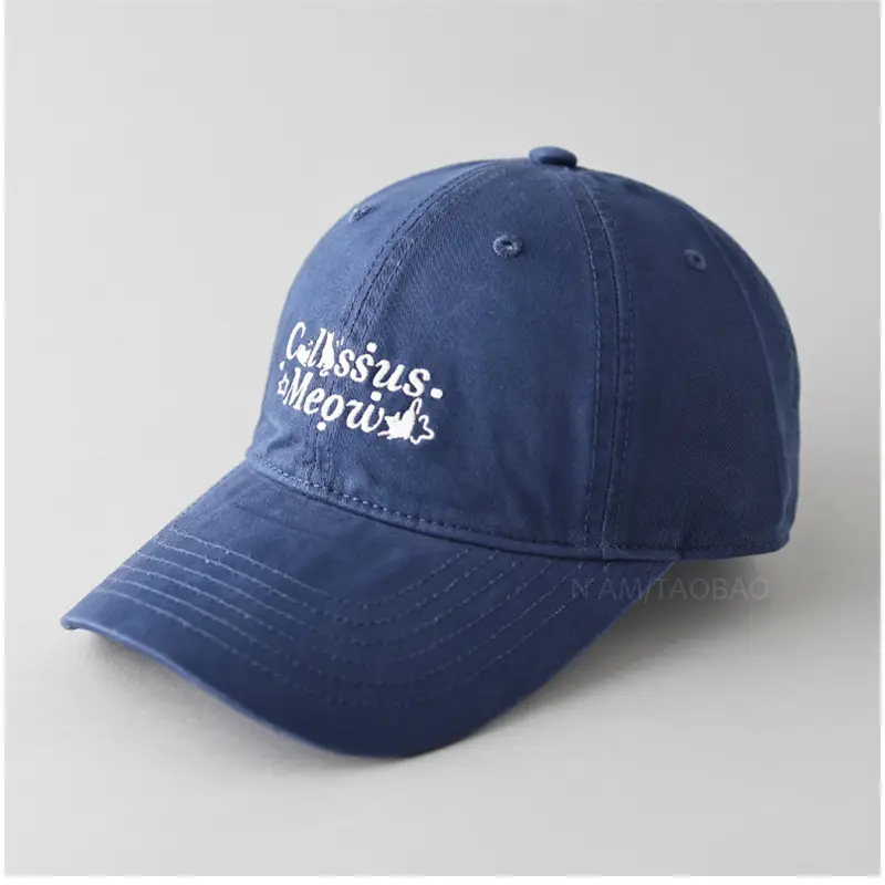 Korean Cat Cap Brown Embroidered Unisex
