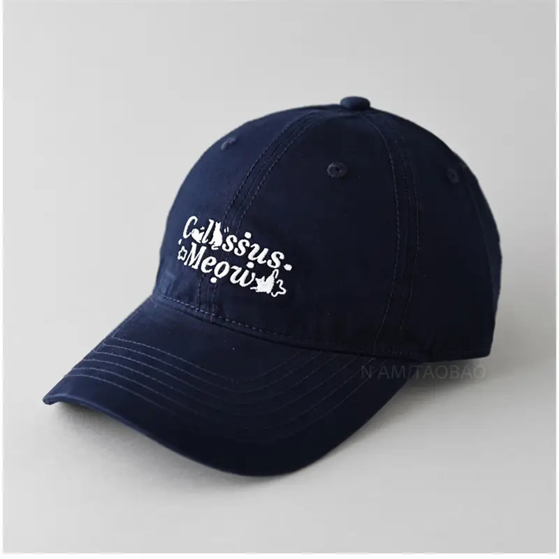 Korean Cat Cap Brown Embroidered Unisex