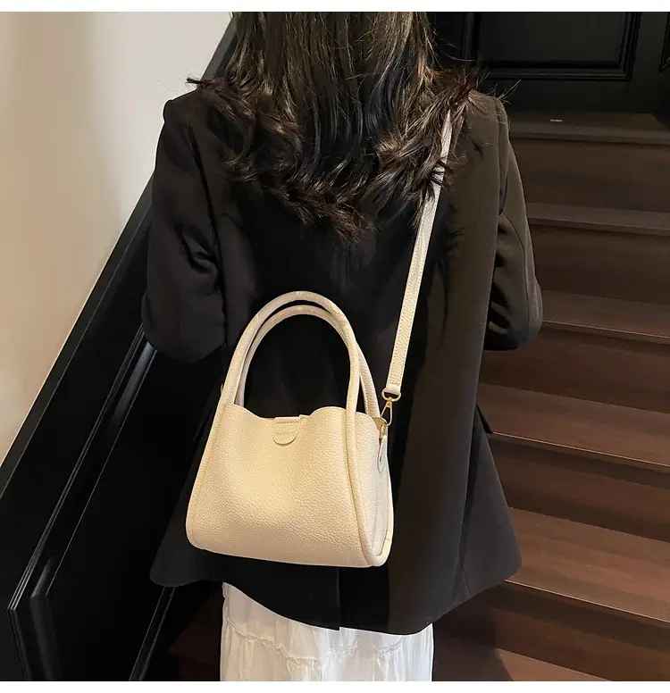 Beige Square Handbag with Gold Plated Handles — feature 16