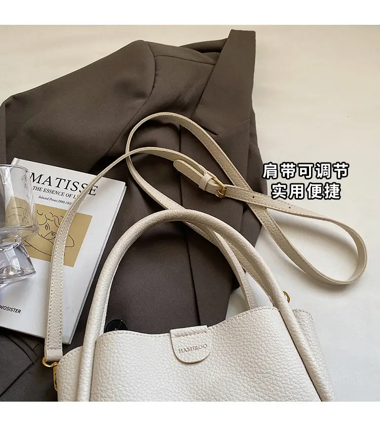 Beige Square Handbag with Gold Plated Handles — feature 5