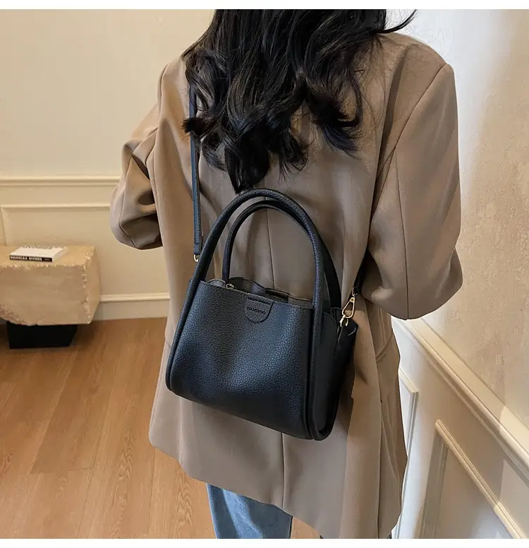 Beige Square Handbag with Gold Plated Handles — feature 7
