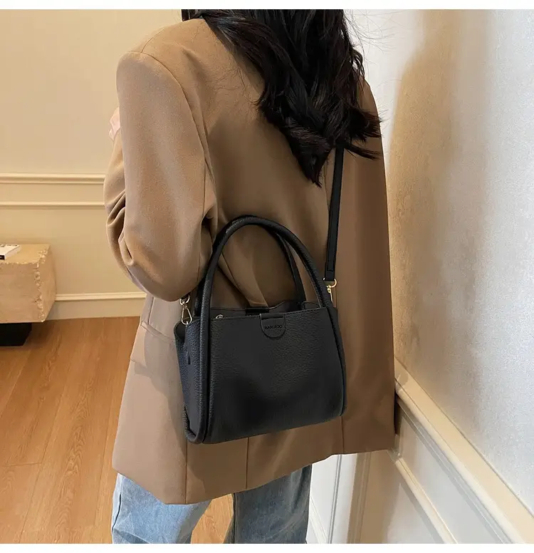 Beige Square Handbag with Gold Plated Handles — feature 8