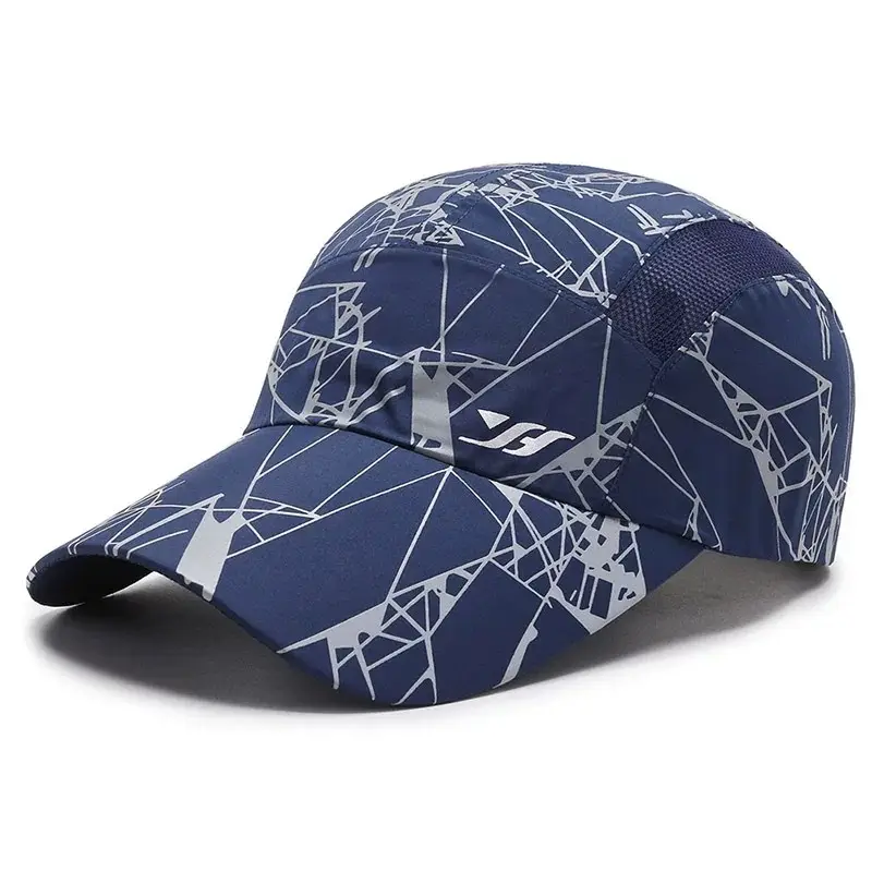 Men Blue Mesh Sun Hat with Brand Logo - Image 12