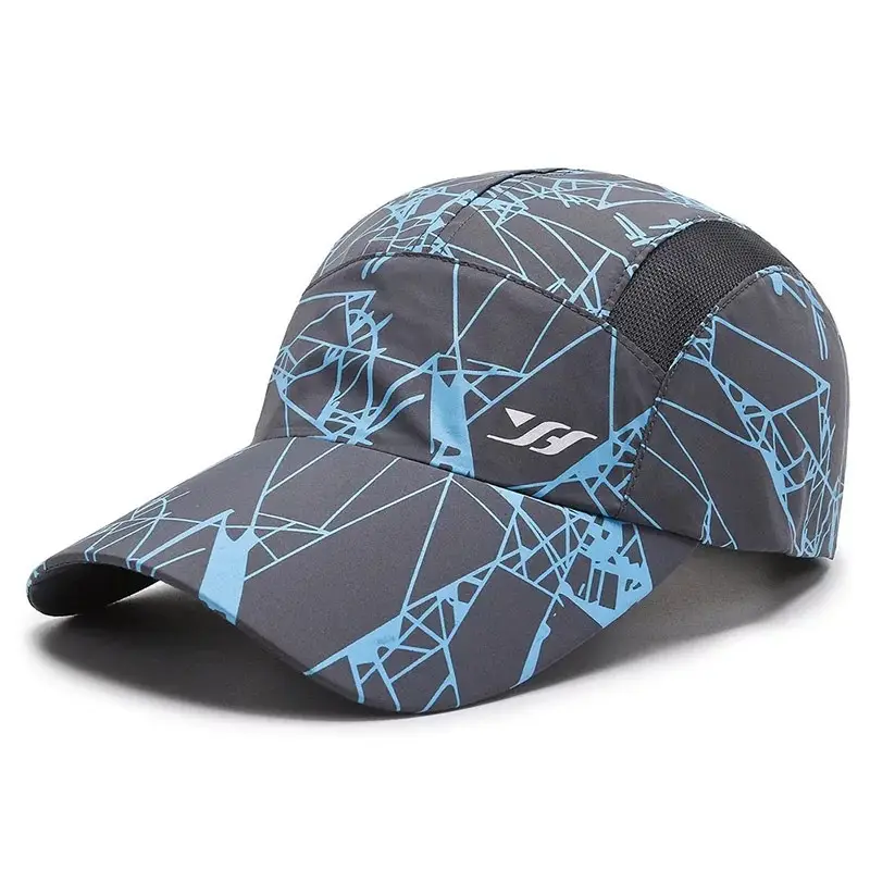 Men Blue Mesh Sun Hat with Brand Logo - Image 14