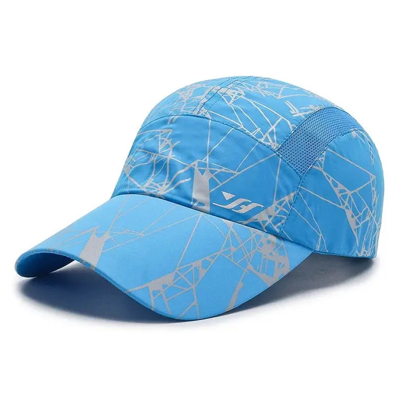 Men Blue Mesh Sun Hat with Brand Logo - Image 16