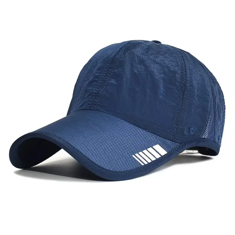 Men Blue Mesh Sun Hat with Brand Logo - Image 2