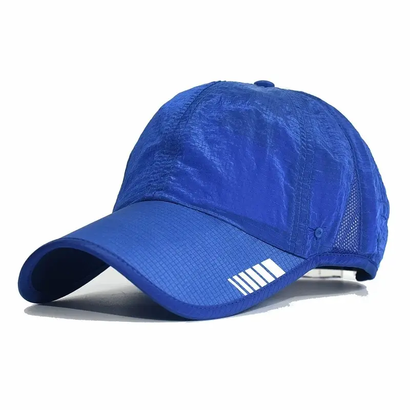 Men Blue Mesh Sun Hat with Brand Logo - Image 5