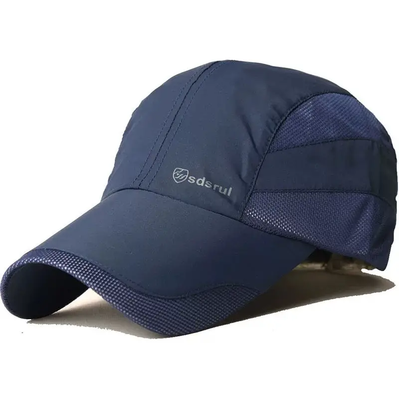 Men Blue Mesh Sun Hat with Brand Logo - Image 9