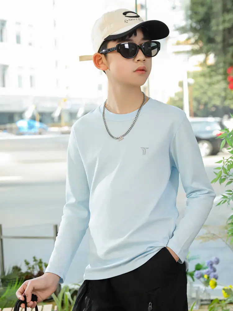 Boys Long Sleeve Cotton T-Shirt White Black Spring Autumn - Image 6