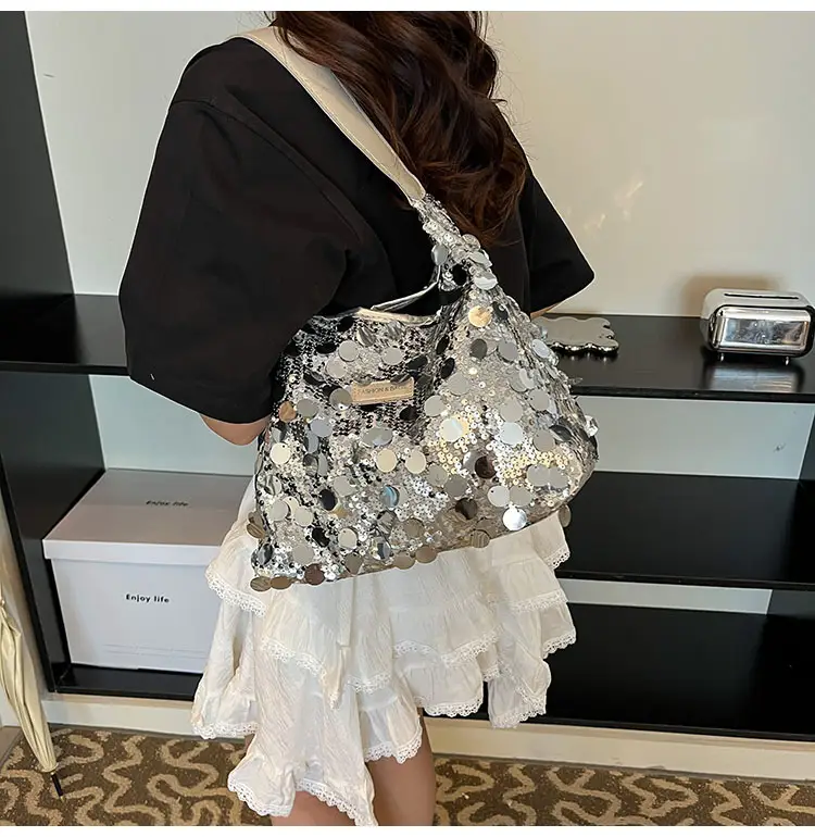 2024 Sequin Tote Bag Women One Shoulder Casual Wear — feature 14