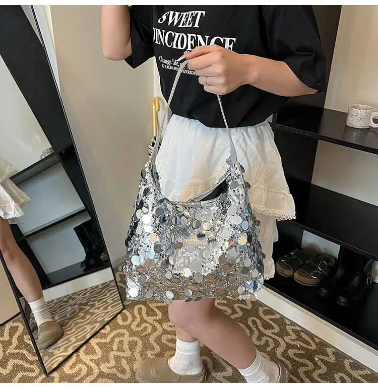 2024 Sequin Tote Bag Women One Shoulder Casual Wear — feature 15