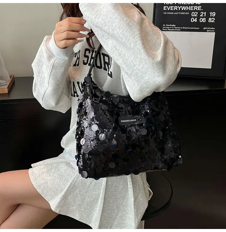 2024 Sequin Tote Bag Women One Shoulder Casual Wear — feature 18