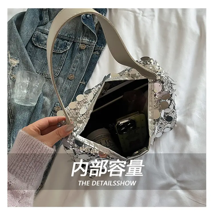 2024 Sequin Tote Bag Women One Shoulder Casual Wear — feature 3