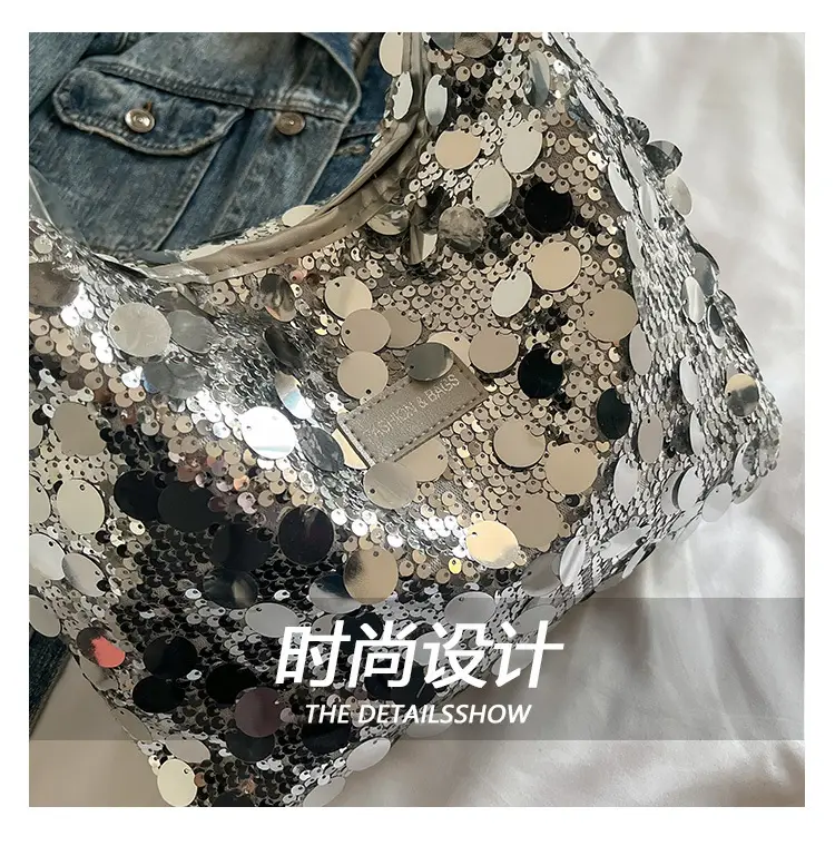 2024 Sequin Tote Bag Women One Shoulder Casual Wear — feature 4