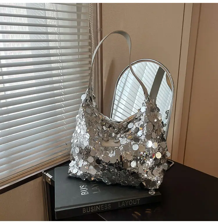 2024 Sequin Tote Bag Women One Shoulder Casual Wear — feature 8