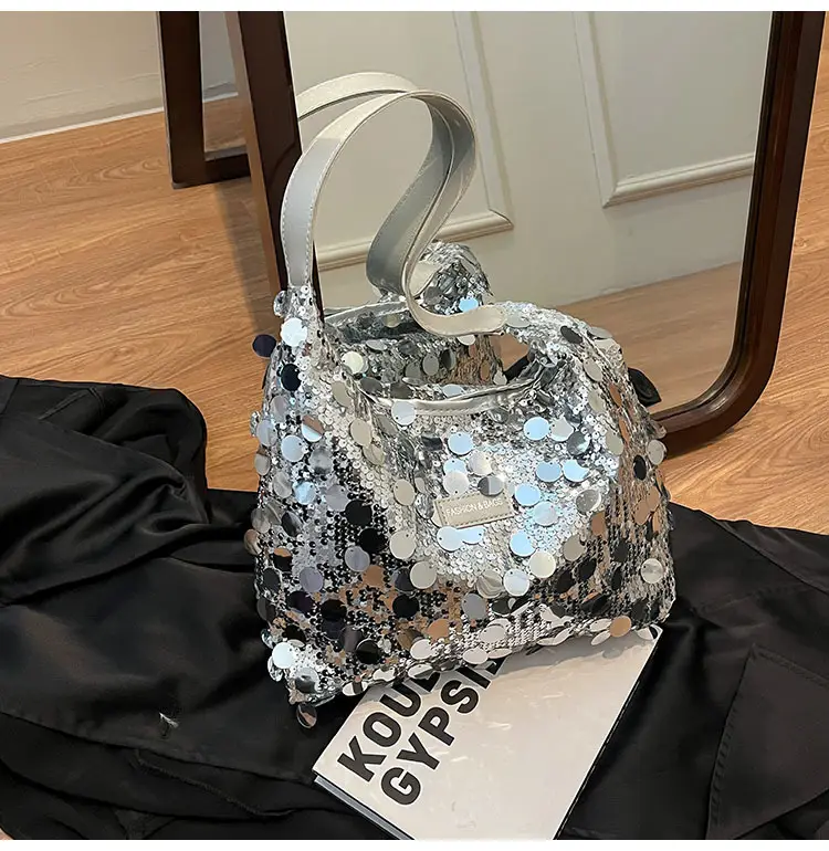 2024 Sequin Tote Bag Women One Shoulder Casual Wear — feature 9