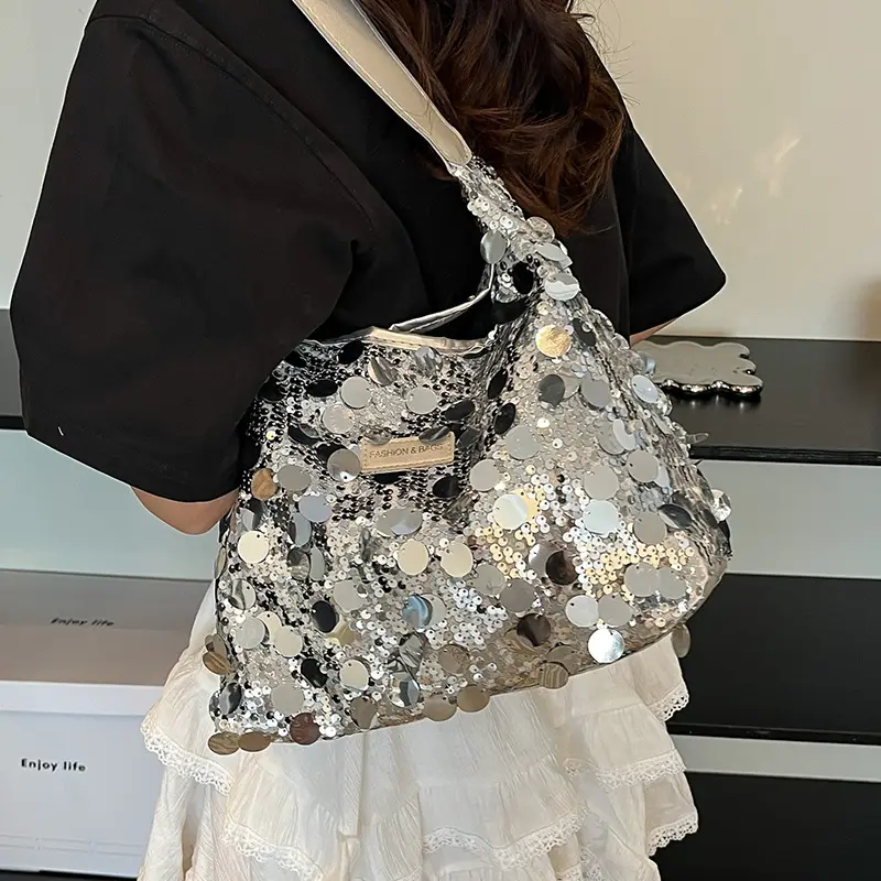 2024 Sequin Tote Bag Women One Shoulder Casual Wear - Image 2