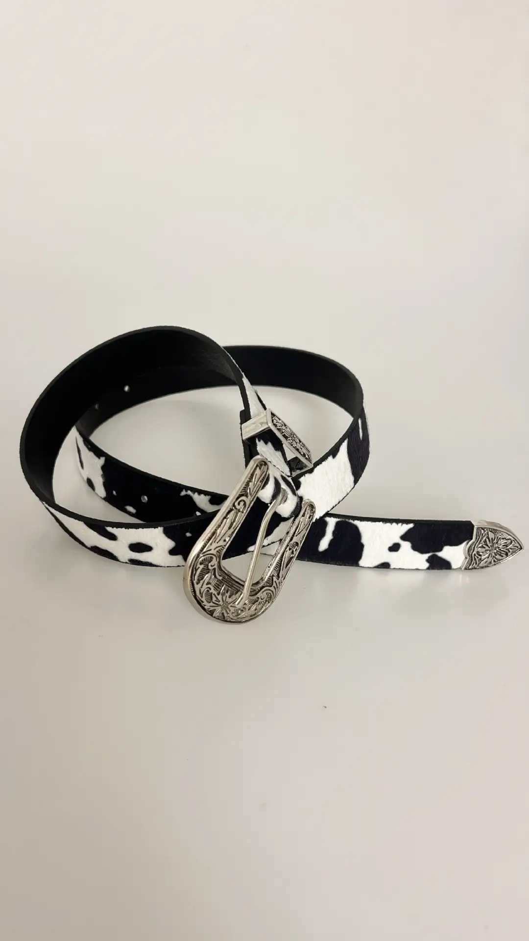 Western Cowhide Belt with Silver Buckle — feature 4