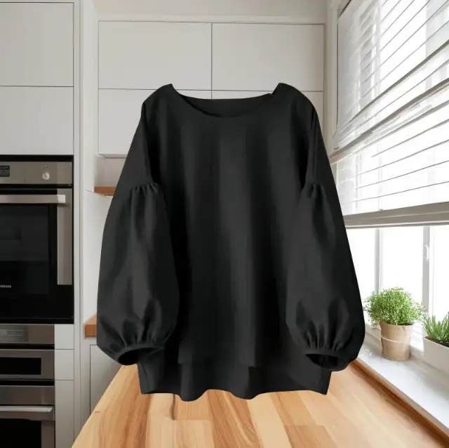 Beige Loose Sleeve Puff Sleeve Shirt - Image 3