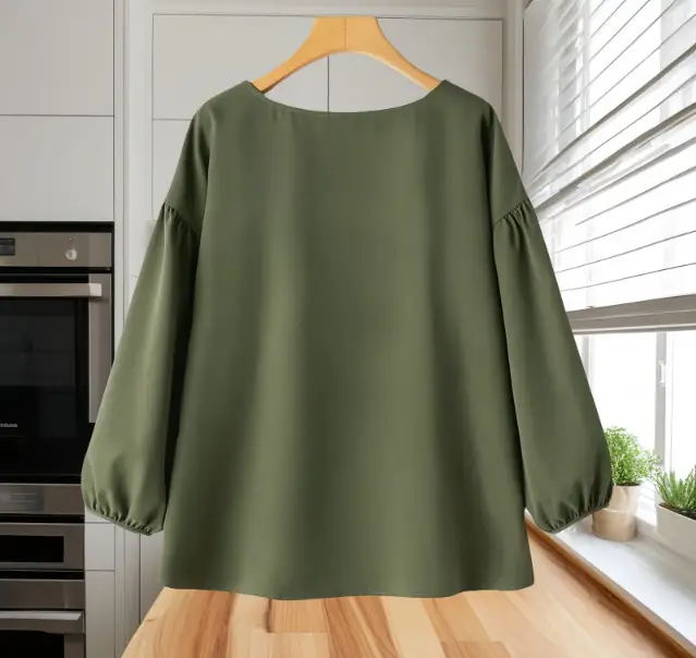 Beige Loose Sleeve Puff Sleeve Shirt — feature 4