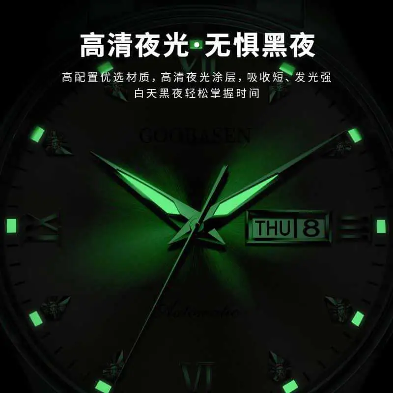 Gubaisen Stainless Steel Men's Quartz Watch with Diamond Dial - Image 5