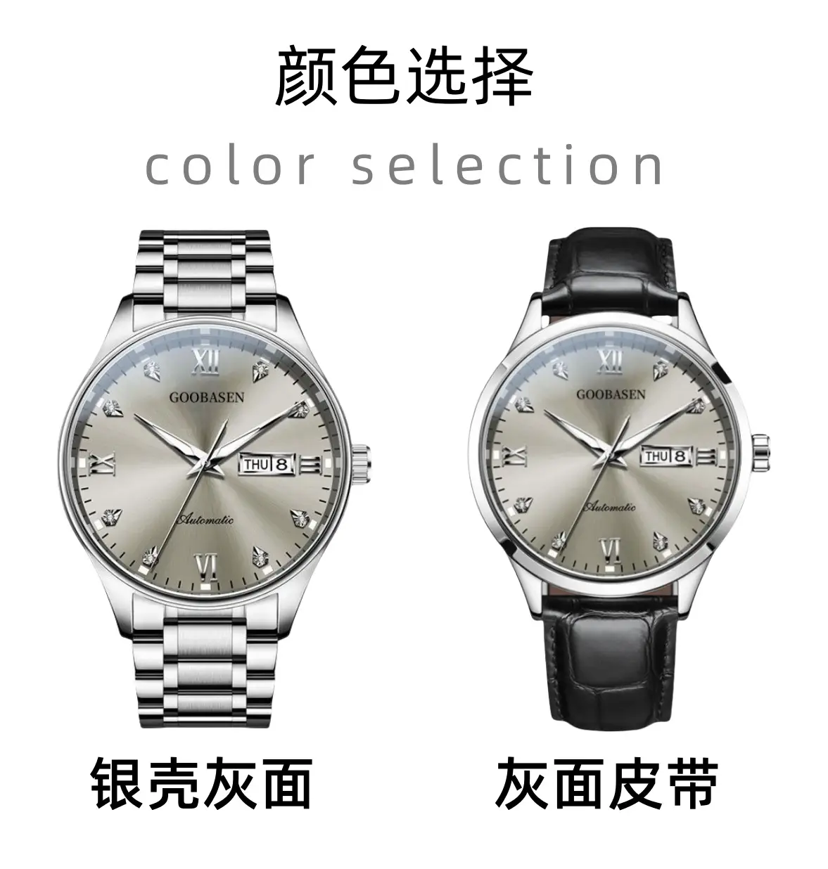 Gubaisen Stainless Steel Men's Quartz Watch with Diamond Dial — feature 12