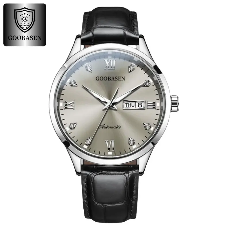 Gubaisen Stainless Steel Men's Quartz Watch with Diamond Dial - Image 2