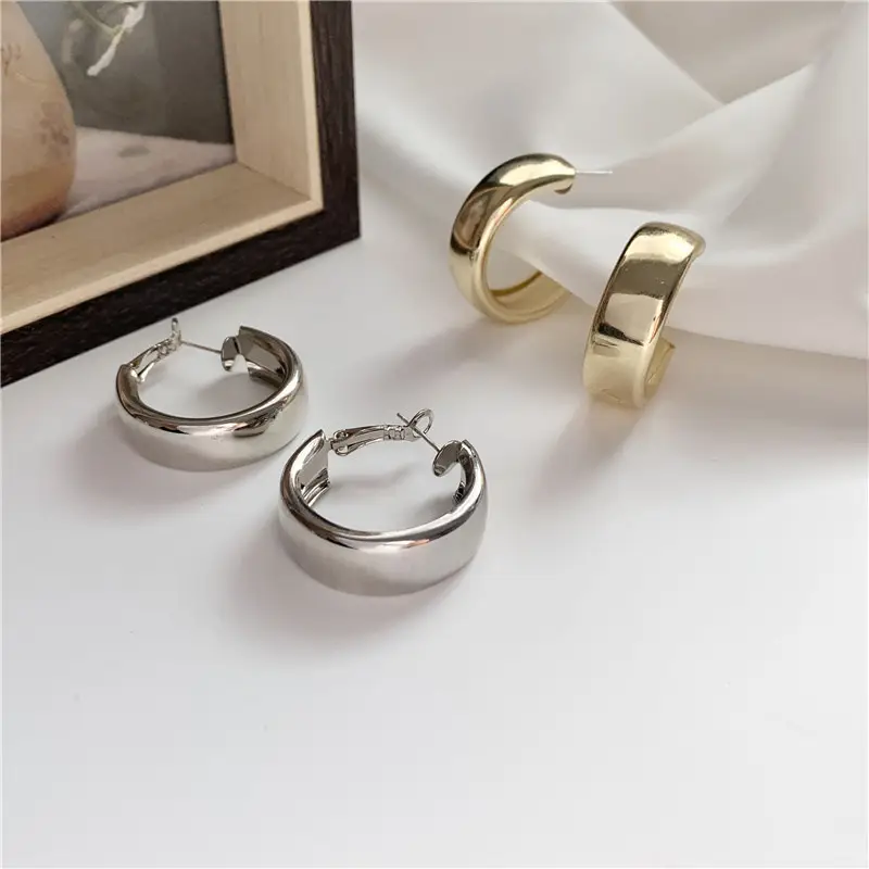 S925 Gold Hoop Earrings Minimalist Personalized Big Earrings - Image 6